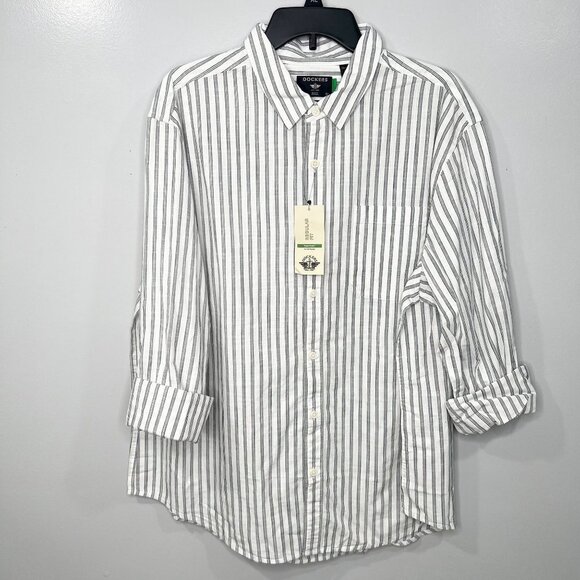 Dockers Regular Fit Washed Poplin Shirt Long Sleeve Button Down NWT - Picture 3 of 7
